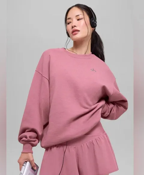 ALO Yoga NWT Accolade Crew Neck Pullover Sweatshirt Pink Wild Rose L SOLD OUT