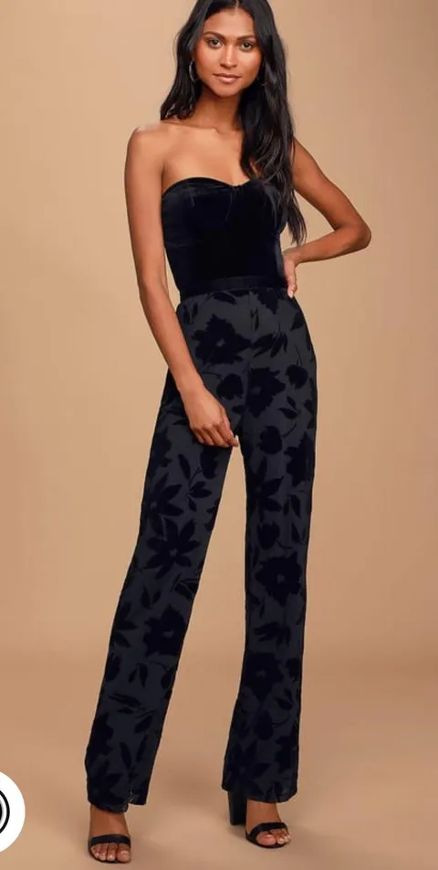 Velvet Strapless Black Jumpsuit