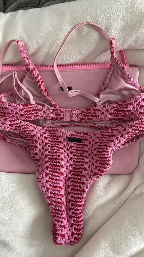 pink and red crochet bikini