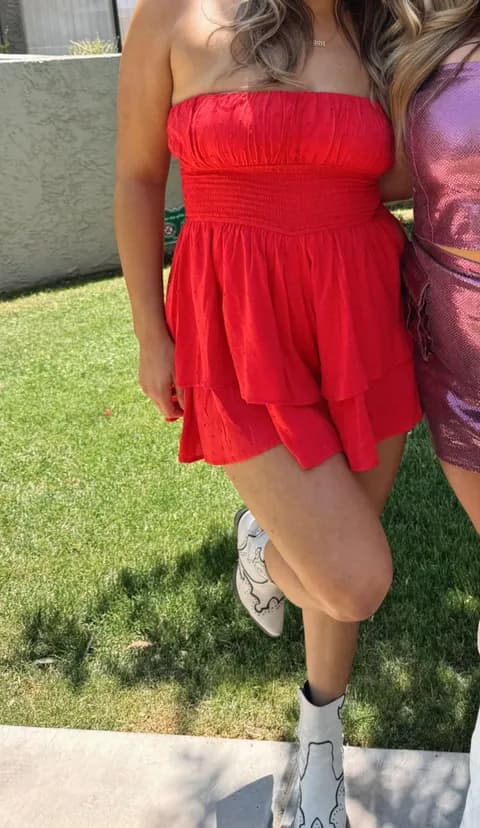 Isabelle’s Cabinet Red Strapless romper