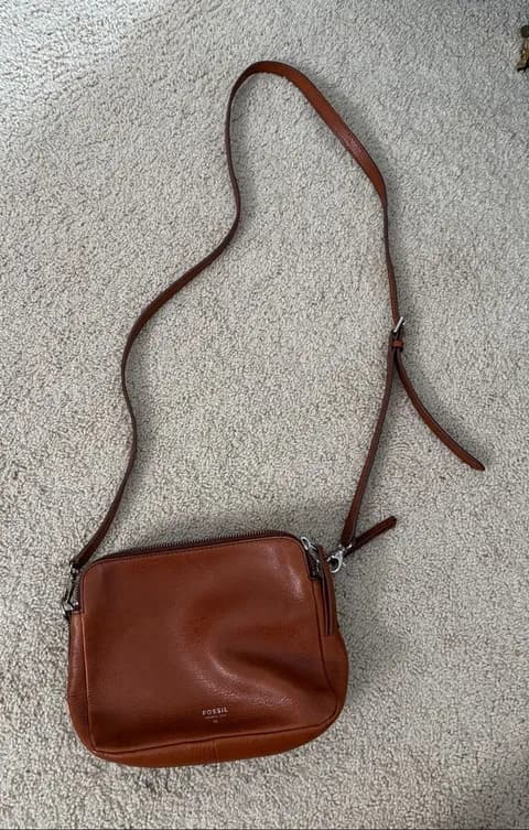 Fossil Brown Leather Small Crossbody Bag