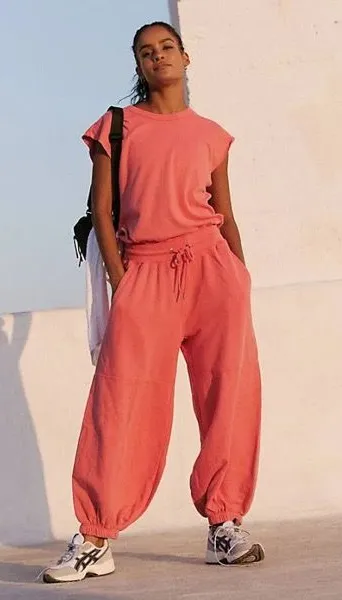 Free People Movement Throw And Go Onesie in Claret Pink