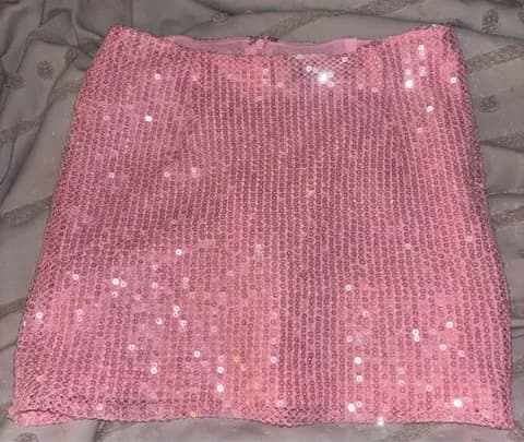 White Fox Boutique Sequin Mini Skirt Pink
