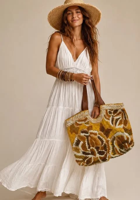 Anthropologie Floral Tote, Boho, Hippie
