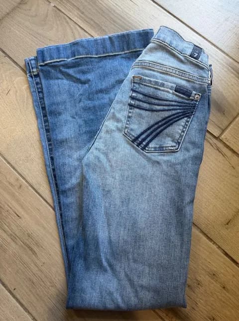 7 For All Mankind Women High Waist Flare Jeans Medium Wash 24 Dojo Tailorless