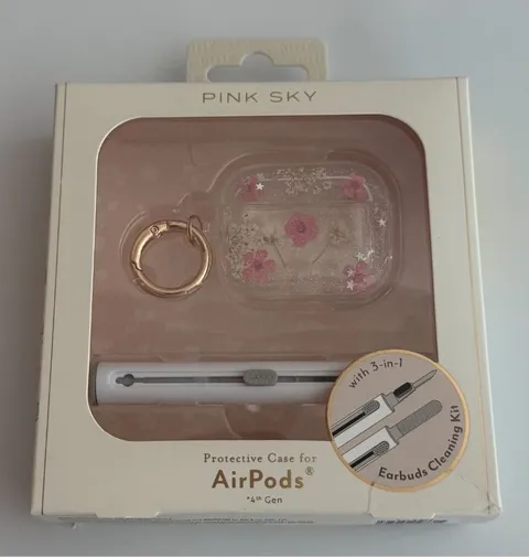 Pink Sky nwt Floral Clear AirPods Case with Keyring