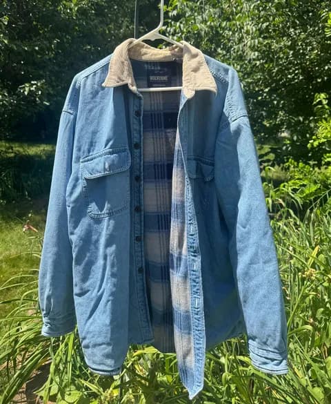 Wolverine light blue denim jacket with flannel