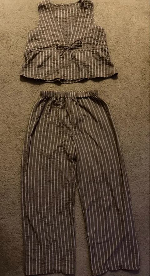 Brown Striped Matching Set