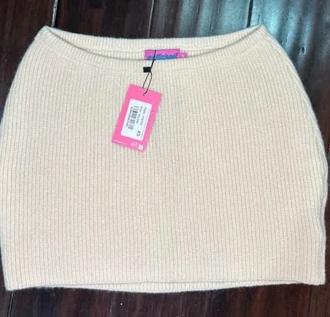 Edikted Butter Yellow Knit Mini Skirt