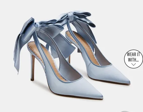 Madden Steve Teacup Blue Satin Bow Heels
