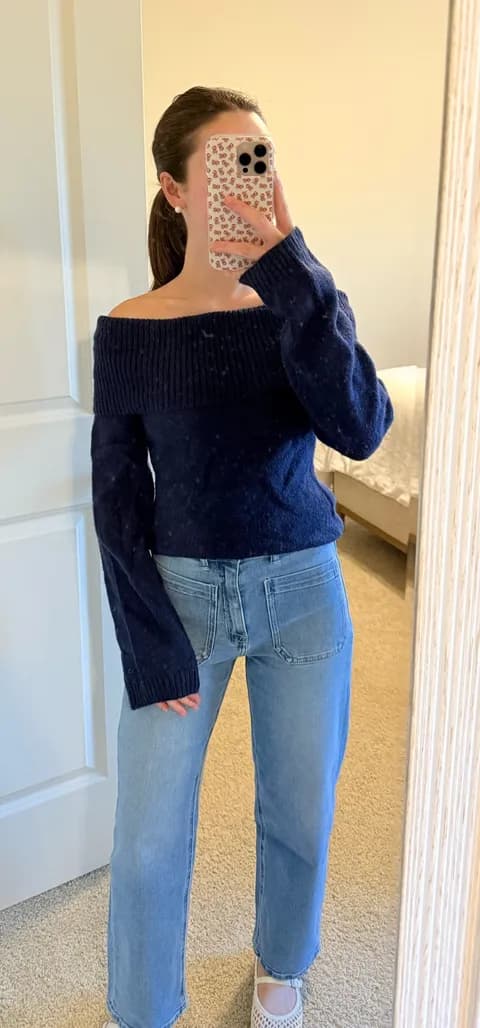 off the shoulder sweater Blue