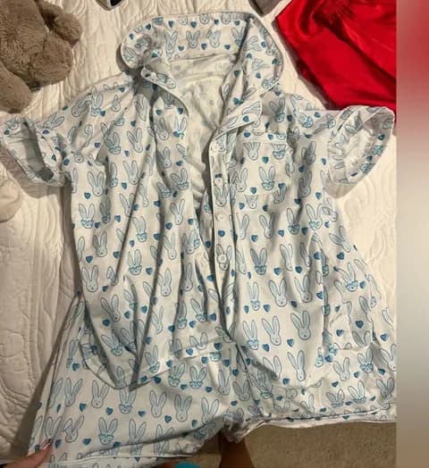 Rabbit Pajama Set Blue Size XL