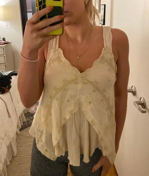 White Lace Detail Tank Top