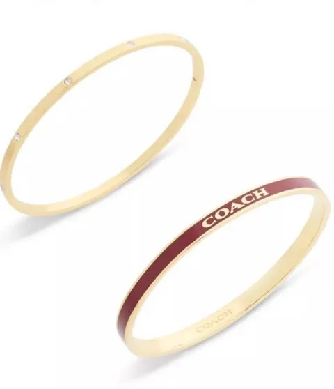 Coach Bangle Bracelet Dio Set-Burgundy/Gold