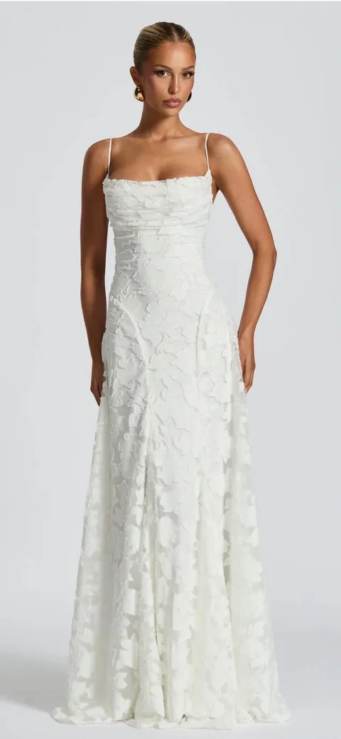 White backless bridal dress