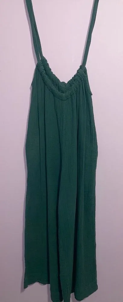 Free People Teal Cotton Gauze Jumpsuit Women Size S One Piece Boho Beach Lounge