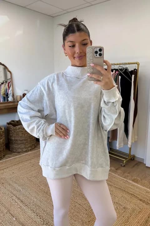 Turtleneck Sweatshirt Gray Size L