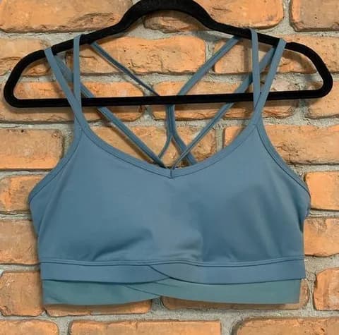 All in Motion Women's V-Neck Strappy Padded Low Impact Sports Bra Teal Size M