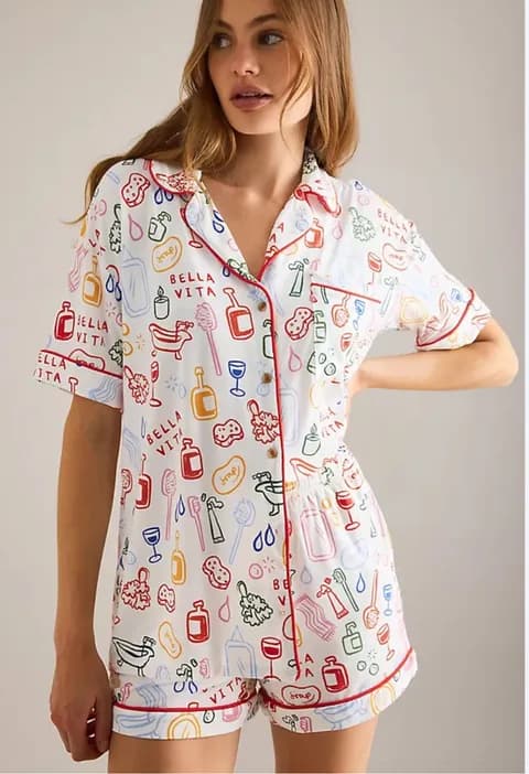 Anthropologie The Modaluxe Top and Shorts Pajama Set. Size L. MSRP $116