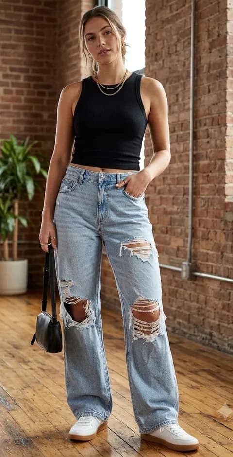 American Eagle Curvy Straight High Rise Ripped Light Wash Jeans 18R