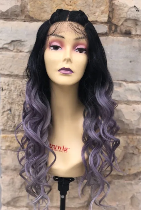COPY - Lavender Purple Wig Ombré Braid Lacefront …