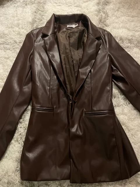 brown faux leather jacket