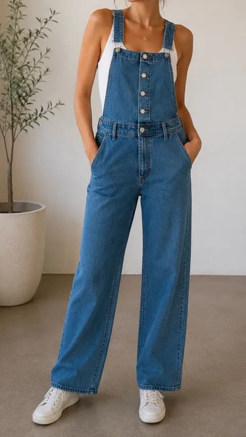 Universal Thread Denim Overalls Size 4 Wide Leg Button Front Blue Jeans