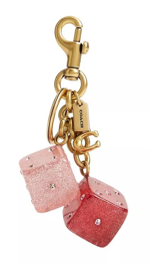 Coach Dice Bag Charm-Gold~Pink/Multi