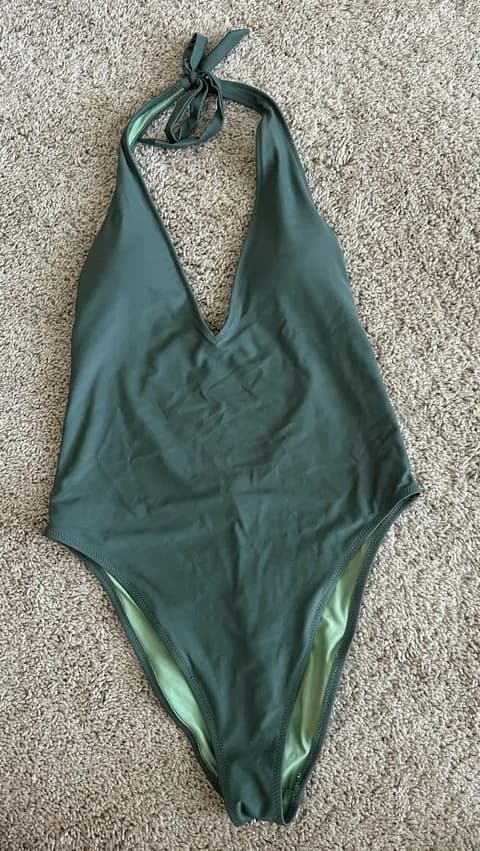 Aerie Green Halter One Piece Swimsuit