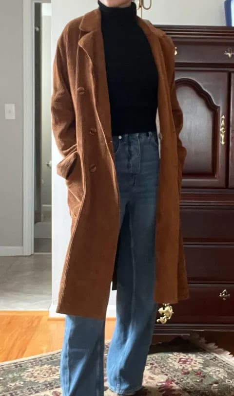 Brown Velvet Trench Coat