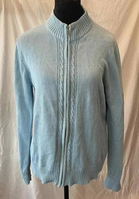 Women’s French Laundry Knit Zip up Cardigan XL Baby blue