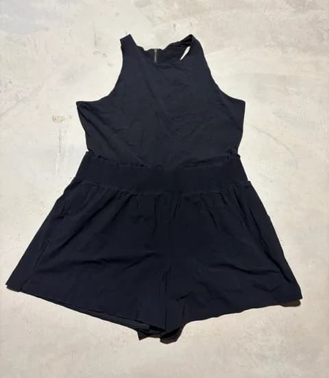 Athleta Black Sleeveless One-Piece Romper XL