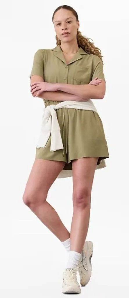 Athleta L Avenue Romper Olive Branch Large Regular