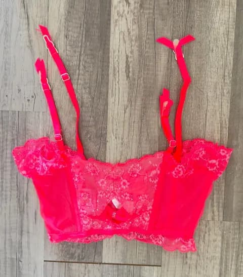 Victoria's Secret Garter Belt Small Pink W/ Bling & Lace