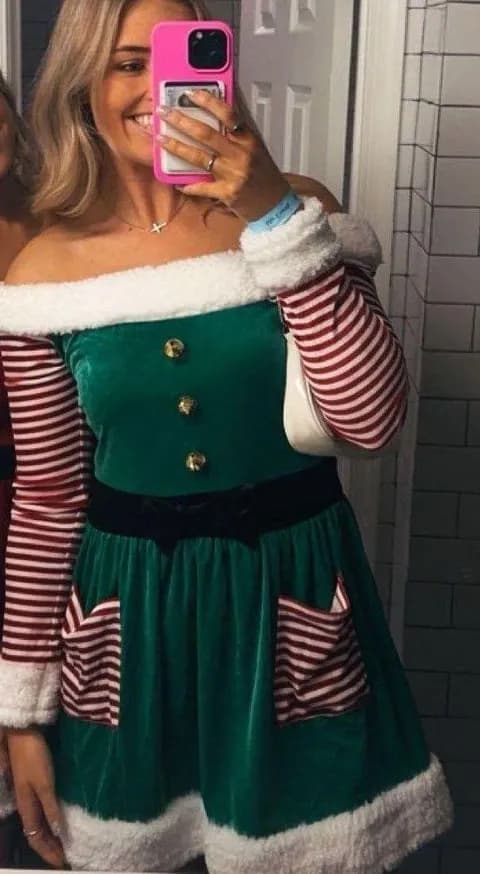 Ugly Christmas Sweater Dress White Size L
