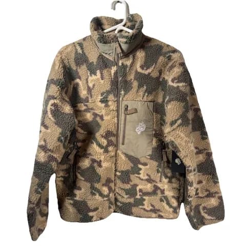 Darc Sport Wolves Lone Pine Woodland Camo Full Zip Fleece Jacket Unisex Sz M New