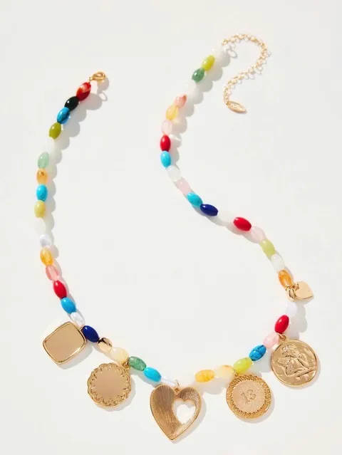 Anthropologie Beaded Multi Charm Necklace