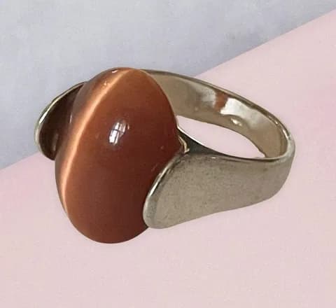Silver Cats Eye Gemstone Ring