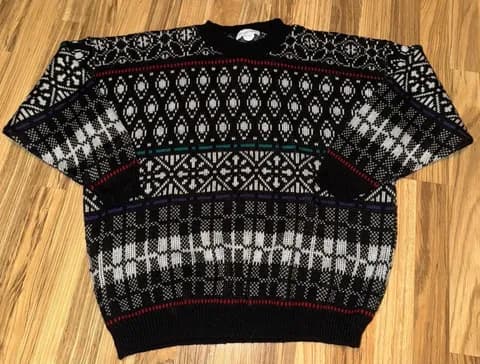 VTG 80's Cheryl Mills Women's Sweater Knit USA Coogi Style Fairy Isle Grandpa