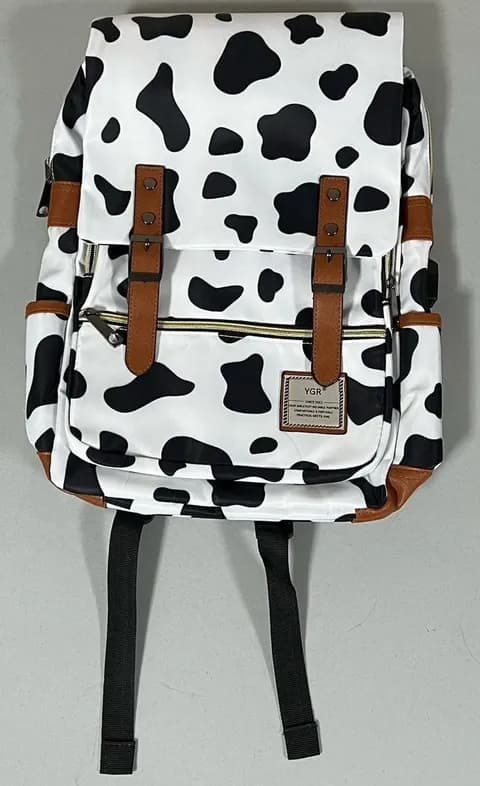 Black White Cow Print 17” in. Padded Cushioned Protective Laptop Bag Case Backpack 🤍🖤