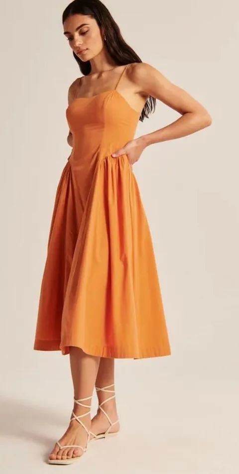 ABERCROMBIE & FITCH Dropped Waist Corset Midi Dress