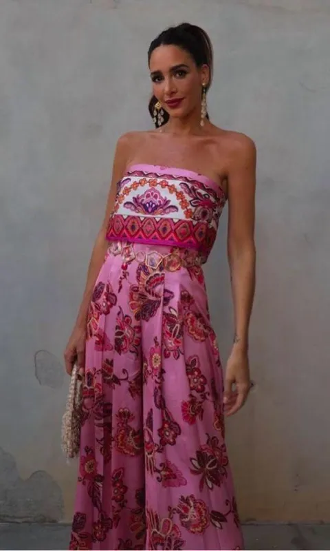 Zara jumpsuit romper wide leg sleeveless boho floral summer vacation casual