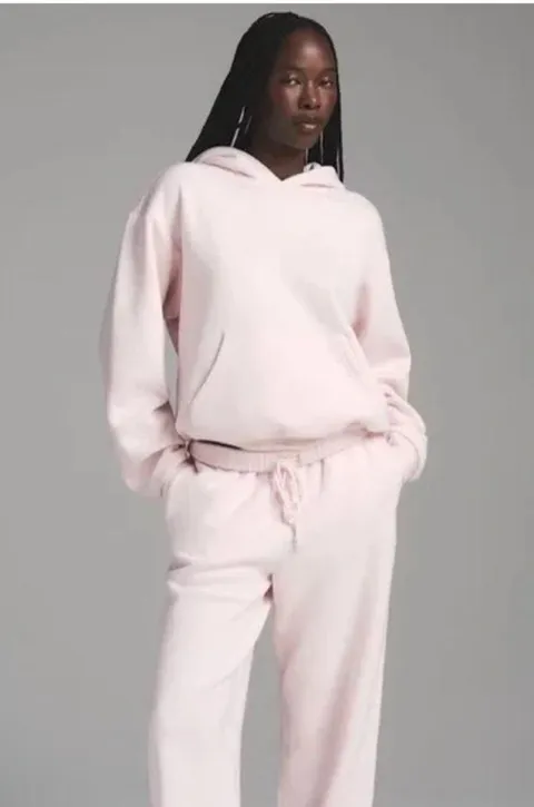 SKIMS hoodie and short set in barely pink