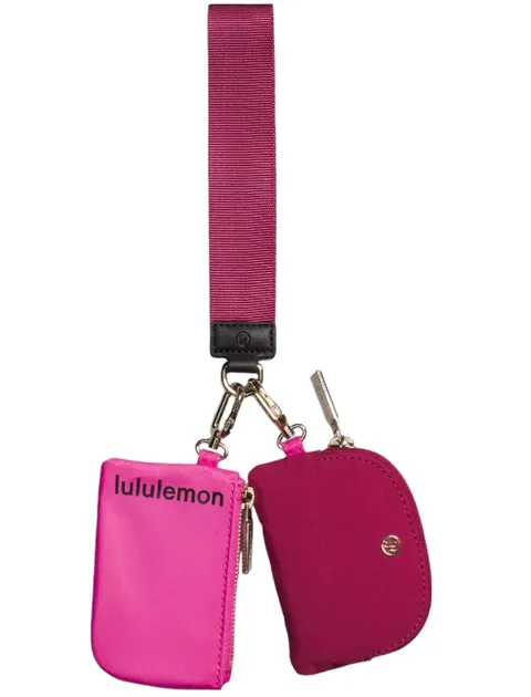 Dual Pouch Wristlet Sonic Pink/Pomegranate/Black