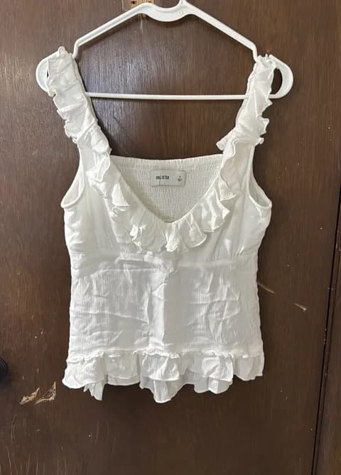 White Short Sleeve Blouse Hollister