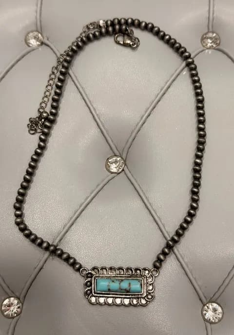 Turquoise Silver Necklace Blue