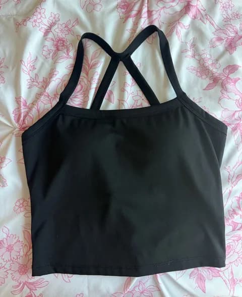 Black Athletic Tank Built in Bra Black
