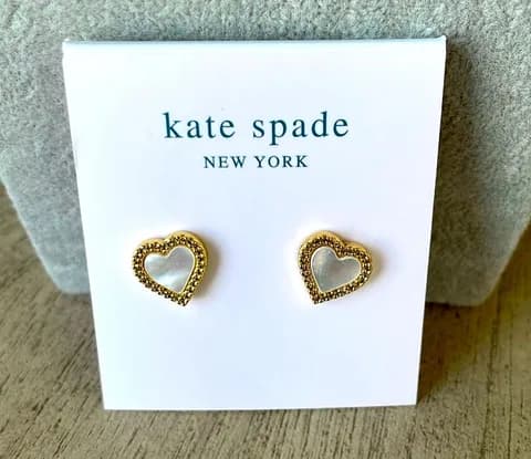 Kate Spade Heart Mother of Pearl Earrings. New!