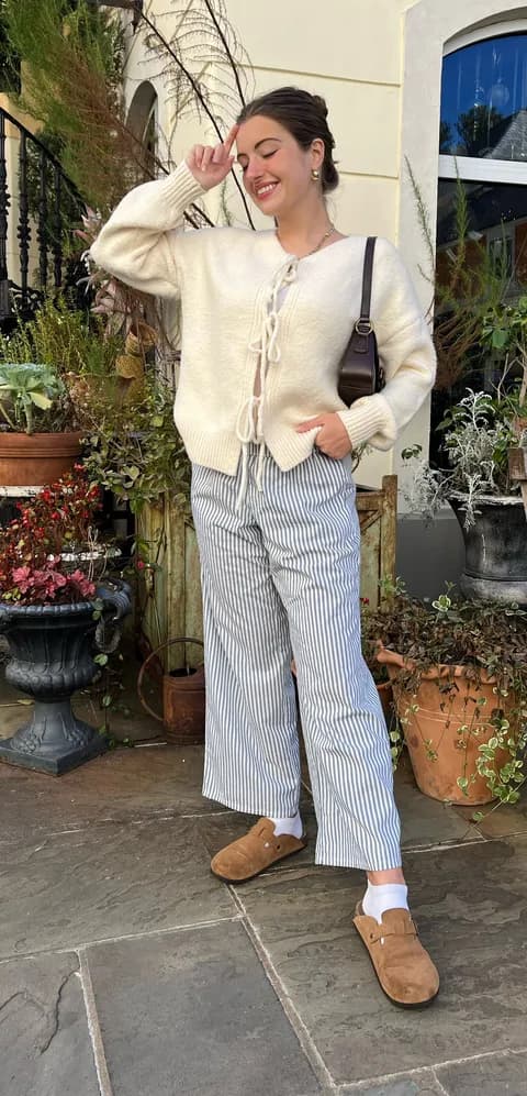 Cream Tie Front Cardigan White Knit Sweater