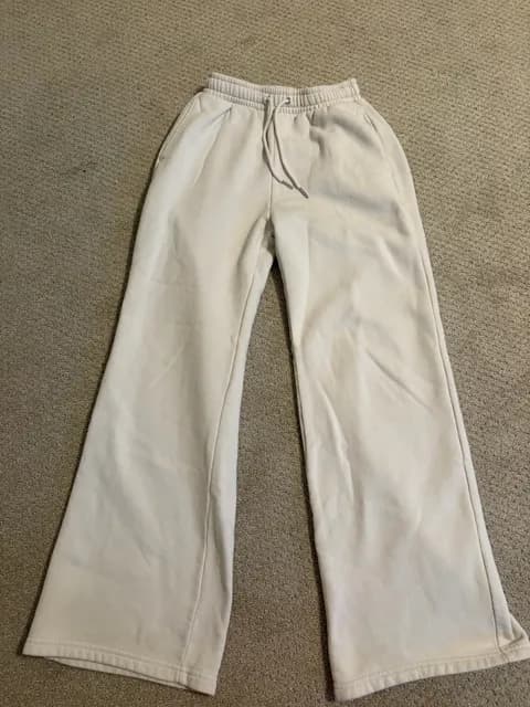Abercrombie Wide-Leg Sweatpants Cream